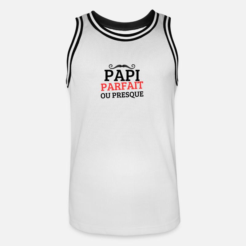 PAPI PERFEKT oder FAST PERFEKT - Männer Basketball-Trikot - Weiß/Schwarz