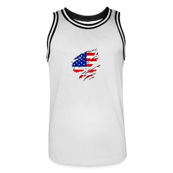 america design united - Maillot de basket Homme - blanc/noir - Devant - AI Model Male 185 dark (185cm)