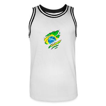 brasil brazil brésil - Maillot de basket Homme - blanc/noir - Devant - AI Model Male 185 dark (185cm)