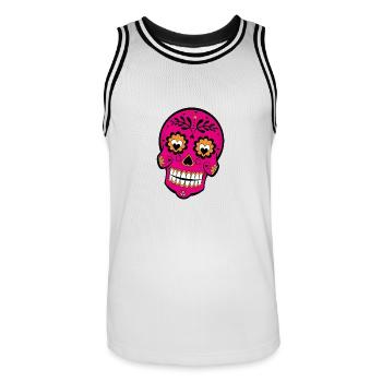 totenkopf - Männer Basketball-Trikot - Weiß/Schwarz - Vorne - AI Model Male 185 dark (185cm)