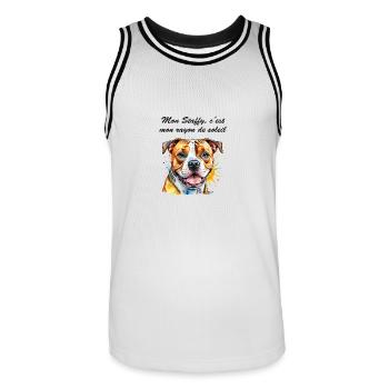 staffy rayon de soleil - Maillot de basket Homme - blanc/noir - Devant - AI Model Male 185 dark (185cm)