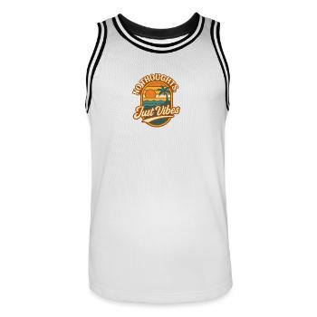 Pas de pensées, juste des vibrations - Maillot de basket Homme - blanc/noir - Devant - AI Model Male 185 dark (185cm)