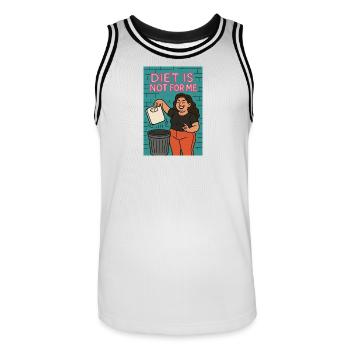 Diet is not for me - Men's Basketball Jersey - white/black - Front - AI Model Male 185 dark (185cm)