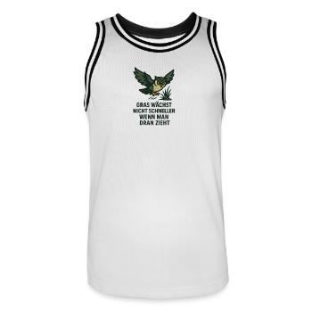 Geduld ist Weisheit–Eule mit Spruch über Wachstum - Männer Basketball-Trikot - Weiß/Schwarz - Vorne - AI Model Male 185 dark (185cm)