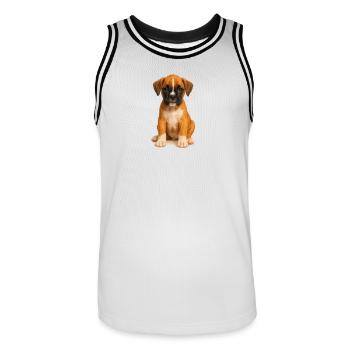 Mignon chiot boxer – motif de chien réaliste - Maillot de basket Homme - blanc/noir - Devant - AI Model Male 185 dark (185cm)