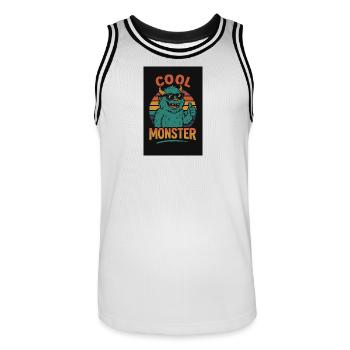 Cool Monster - Männer Basketball-Trikot - Weiß/Schwarz - Vorne - AI Model Male 185 dark (185cm)