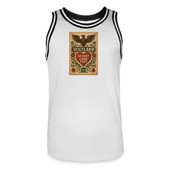 Vogtland Heimat Herz Adler - Männer Basketball-Trikot - Weiß/Schwarz - Vorne - AI Model Male 185 dark (185cm)