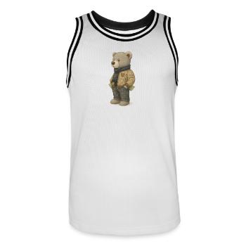 Lord Petzi der Reiche - Männer Basketball-Trikot - Weiß/Schwarz - Vorne - AI Model Male 185 dark (185cm)