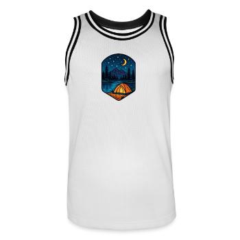 Évasion du lac étoilé - Maillot de basket Homme - blanc/noir - Devant - AI Model Male 185 dark (185cm)