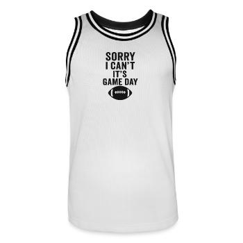 Désolé, je ne peux pas - c’est le football du jour du match - Maillot de basket Homme - blanc/noir - Devant - AI Model Male 185 dark (185cm)