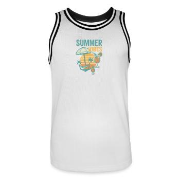 Sommerliche Strand- und Drink-Motiv - Männer Basketball-Trikot - Weiß/Schwarz - Vorne - AI Model Male 185 dark (185cm)