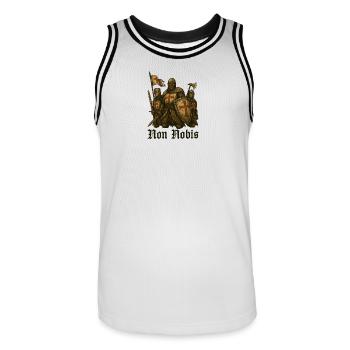 Knights Templar – Non Nobis in Gothic - Men's Basketball Jersey - white/black - Front - AI Model Male 185 dark (185cm)