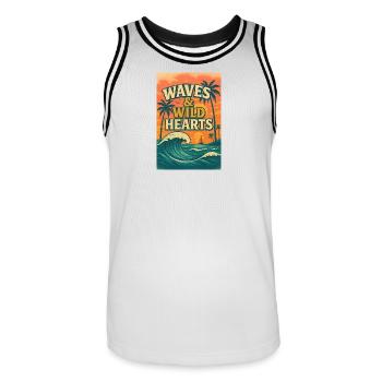 Waves & Wild Hearts - Männer Basketball-Trikot - Weiß/Schwarz - Vorne - AI Model Male 185 dark (185cm)