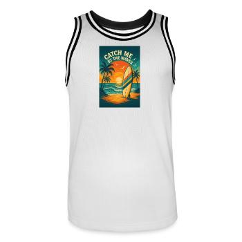 Catch Me by the Waves - Männer Basketball-Trikot - Weiß/Schwarz - Vorne - AI Model Male 185 dark (185cm)