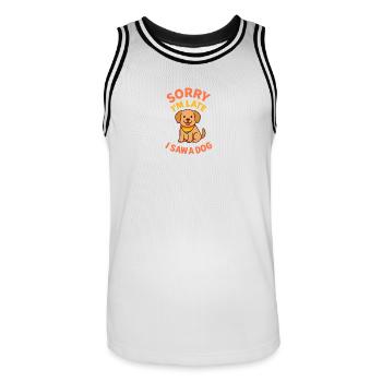 Désolé, je suis en retard - chien repéré ! - Maillot de basket Homme - blanc/noir - Devant - AI Model Male 185 dark (185cm)