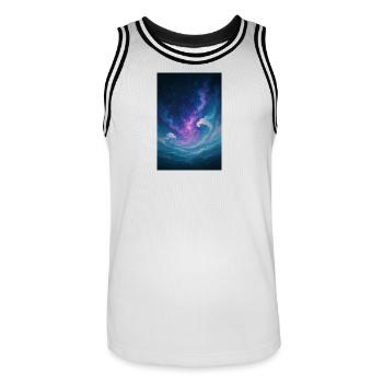 The Wave Universe - Men's Basketball Jersey - white/black - Front - AI Model Male 185 dark (185cm)