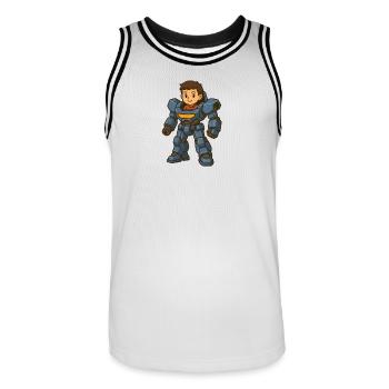 Petit garçon dans un robot gant - Maillot de basket Homme - blanc/noir - Devant - AI Model Male 185 dark (185cm)