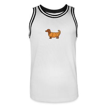 Mashup de croissant teckel - Maillot de basket Homme - blanc/noir - Devant - AI Model Male 185 dark (185cm)