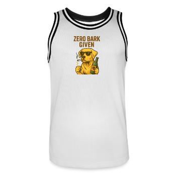 Labrador Lifestyle – Party Hard, Bark Harder - Männer Basketball-Trikot - Weiß/Schwarz - Vorne - AI Model Male 185 dark (185cm)