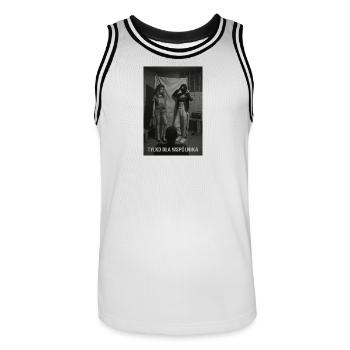 Partner - Men's Basketball Jersey - white/black - Front - AI Model Male 185 dark (185cm)