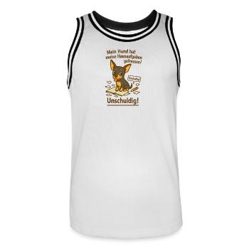 Hund hat meine Hausaufgaben gefressen Chihuahua - Männer Basketball-Trikot - Weiß/Schwarz - Vorne - AI Model Male 185 dark (185cm)