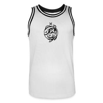 Signe du zodiaque Poissons - Maillot de basket Homme - blanc/noir - Devant - AI Model Male 185 dark (185cm)