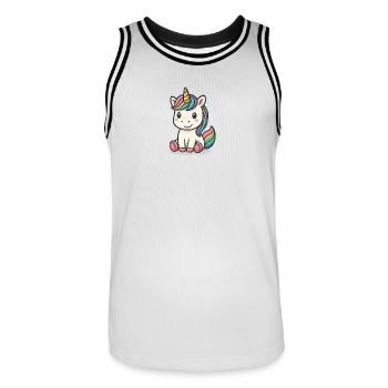 Licorne pastel crinière arc-en-ciel - Maillot de basket Homme - blanc/noir - Devant - AI Model Male 185 dark (185cm)