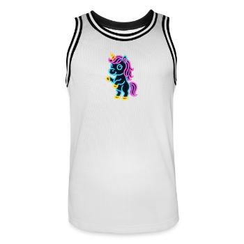 Süßes Neon Einhorn stehend | Bunt und leuchtend - Männer Basketball-Trikot - Weiß/Schwarz - Vorne - AI Model Male 185 dark (185cm)