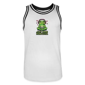 Pixel Frog : Juste un niveau de plus - Maillot de basket Homme - blanc/noir - Devant - AI Model Male 185 dark (185cm)
