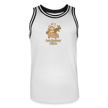 Low Battery Club Sloth - Männer Basketball-Trikot - Weiß/Schwarz - Vorne - AI Model Male 185 dark (185cm)