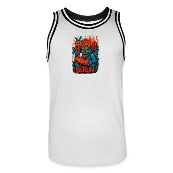 Berlin Dämon Feuergrafik - Männer Basketball-Trikot - Weiß/Schwarz - Vorne - AI Model Male 185 dark (185cm)