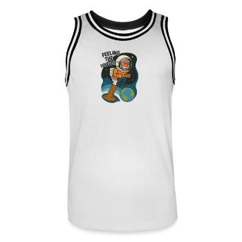 toilette selle toilette drôle astronaute enfants - Maillot de basket Homme - blanc/noir - Devant - AI Model Male 185 dark (185cm)