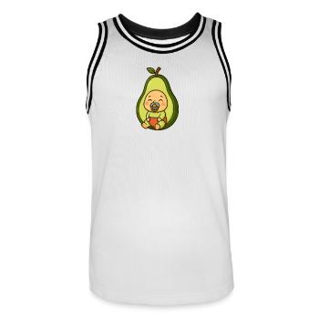 Mignon imprimé bébé avocat - Maillot de basket Homme - blanc/noir - Devant - AI Model Male 185 dark (185cm)