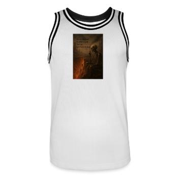 The world is passing - Men's Basketball Jersey - white/black - Front - AI Model Male 185 dark (185cm)