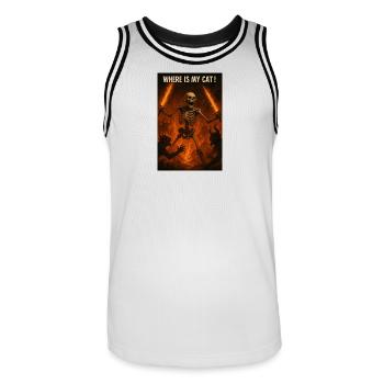 Where is my Cat! - Männer Basketball-Trikot - Weiß/Schwarz - Vorne - AI Model Male 185 dark (185cm)