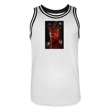 Shot d’énergie aux baies et glaçons - Maillot de basket Homme - blanc/noir - Devant - AI Model Male 185 dark (185cm)