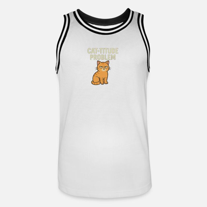 Catitude probleem Grumpy Kat Meme - Maillot de basket Homme - blanc/noir