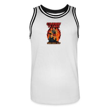 Escalier d’entraînement vers la douleur - Maillot de basket Homme - blanc/noir - Devant - AI Model Male 185 dark (185cm)