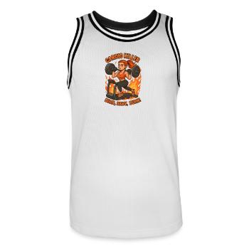 Cardio Killer Gym Girl Power Fitness Workout - Men's Basketball Jersey - white/black - Front - AI Model Male 185 dark (185cm)