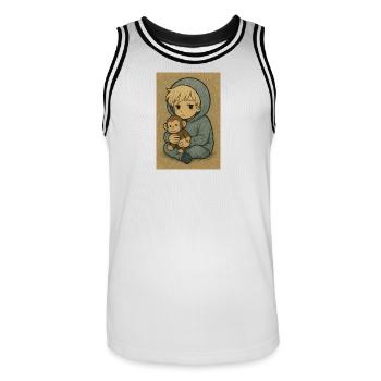 « Nagi » - Maillot de basket Homme - blanc/noir - Devant - AI Model Male 185 dark (185cm)