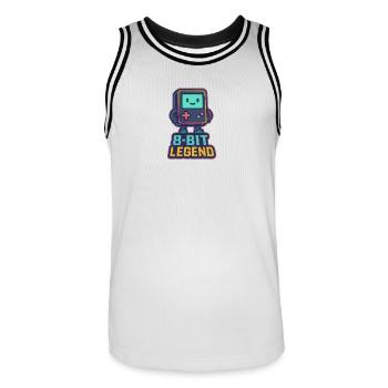 8-Bit Legend Retro Gaming Character - Men's Basketball Jersey - white/black - Front - AI Model Male 185 dark (185cm)