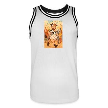 Halloween Party Cow Dress - Men's Basketball Jersey - white/black - Front - AI Model Male 185 dark (185cm)