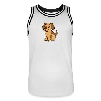 Motif de chien ludique dans le style d’un dessin animé - Maillot de basket Homme - blanc/noir - Devant - AI Model Male 185 dark (185cm)