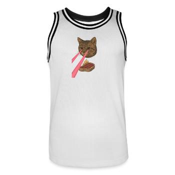 Laser Cat - Maillot de basket Homme - blanc/noir - Devant - AI Model Male 185 dark (185cm)