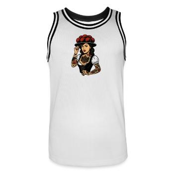 Bollenhut Tattoo Girl Schwarzwald Freiburg - Männer Basketball-Trikot - Weiß/Schwarz - Vorne - AI Model Male 185 dark (185cm)