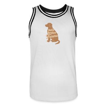 Motif de mon meilleur ami chien - Maillot de basket Homme - blanc/noir - Devant - AI Model Male 185 dark (185cm)