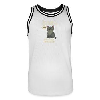 My cat and i Grumpy Kat met Humoristische Tekst - Maillot de basket Homme - blanc/noir - Devant - AI Model Male 185 dark (185cm)