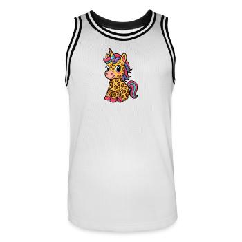Licorne léopard - Conception de dessin animé mignon - Maillot de basket Homme - blanc/noir - Devant - AI Model Male 185 dark (185cm)
