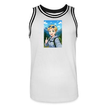 Animated Mountain Hiker Adventure - Men's Basketball Jersey - white/black - Front - AI Model Male 185 dark (185cm)
