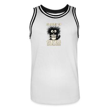 Runs with Coffee & Sarcasm – Funny Coffee Love - Maillot de basket Homme - blanc/noir - Devant - AI Model Male 185 dark (185cm)